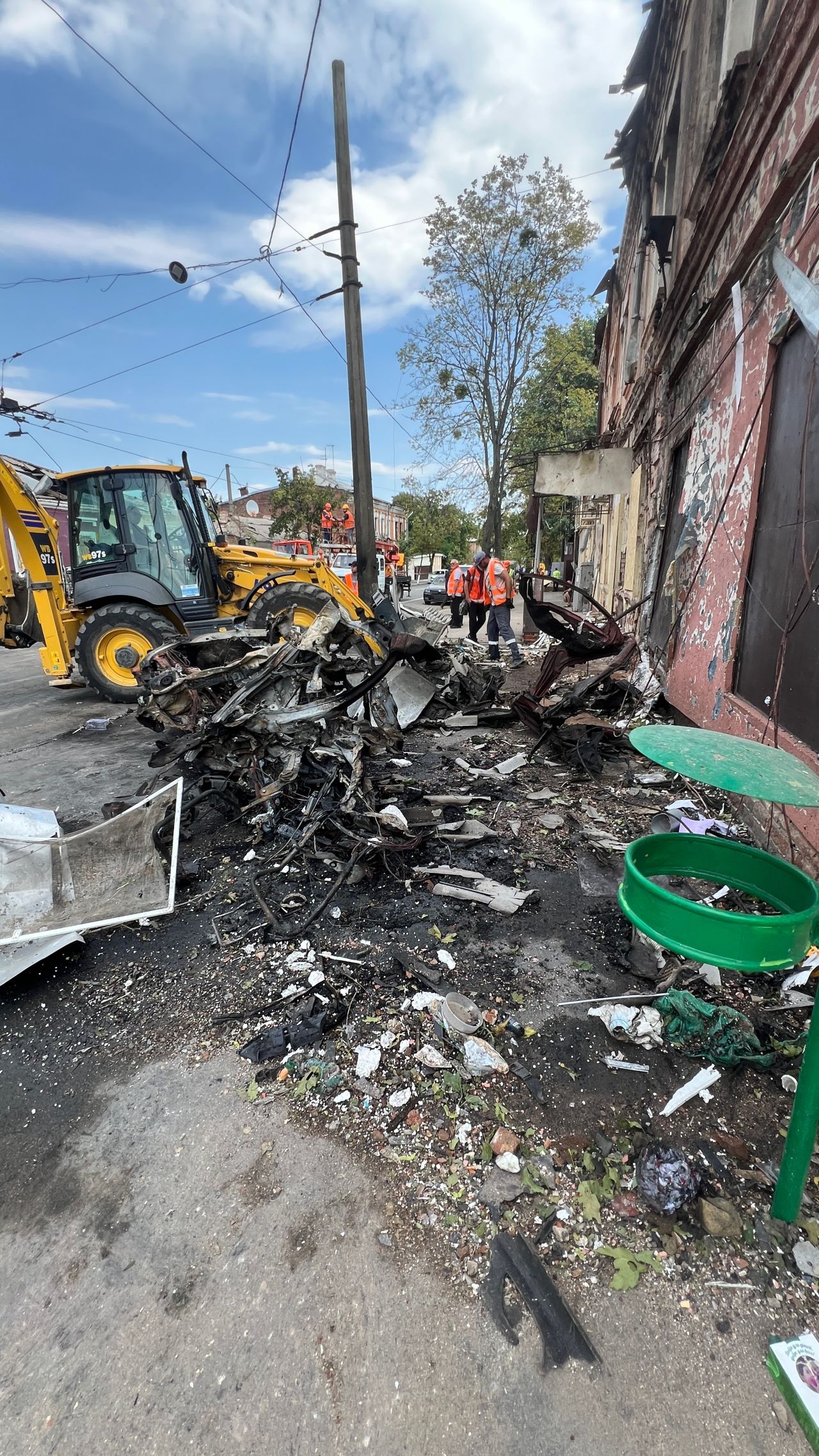 Aftermath of Russian drone attack on the Panasivka district
